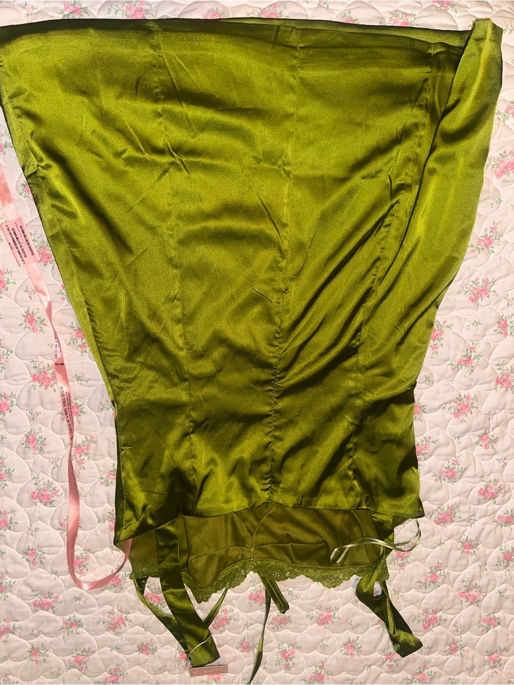 Miss Lola Olive Green Satin Mini Dress